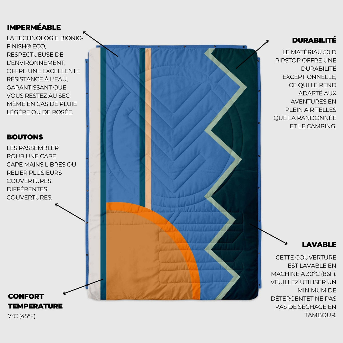 VOITED CloudTouch® Indoor/Outdoor Camping Blanket - Blue Hour