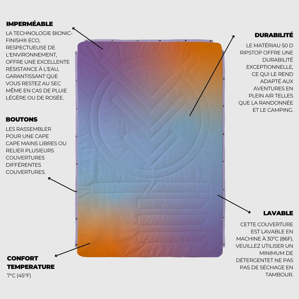 VOITED CloudTouch® Indoor/Outdoor Camping Blanket - Fuzzy Sunset