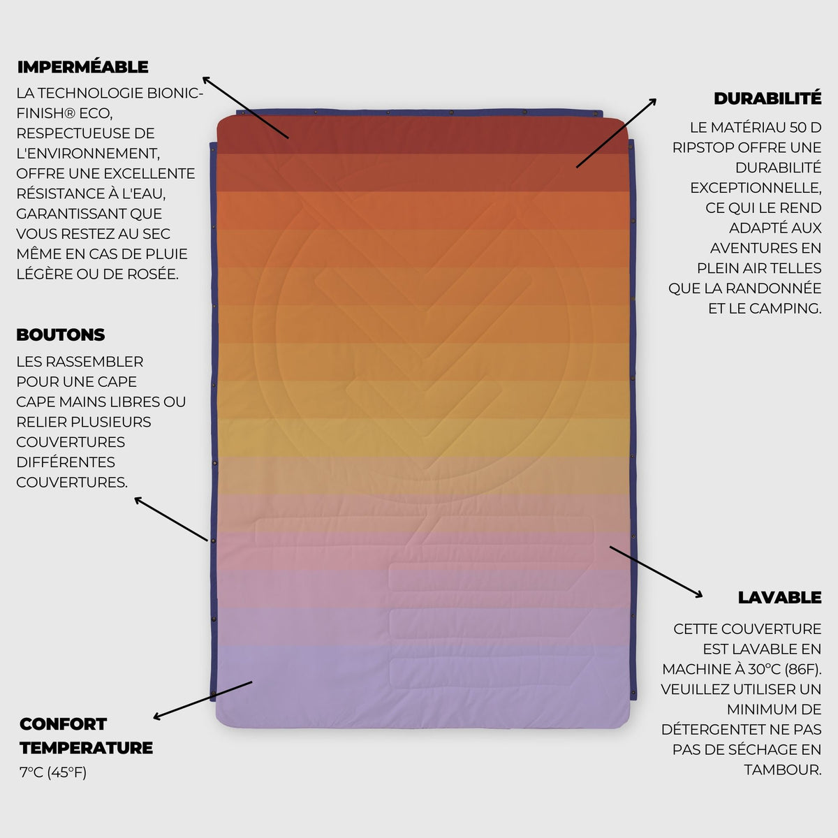 VOITED CloudTouch® Indoor/Outdoor Camping Blanket - Golden Drift