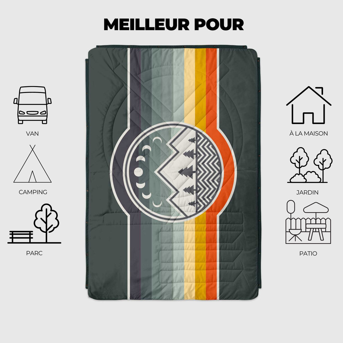 VOITED Fleece Outdoor Camping Blanket - Camp Vibes / Greengabel