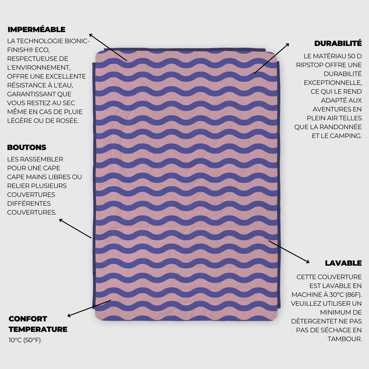 VOITED Fleece Outdoor Camping Blanket - Breezy