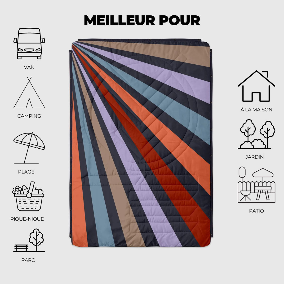 VOITED Recycled Ripstop Outdoor Camping Blanket - Beams