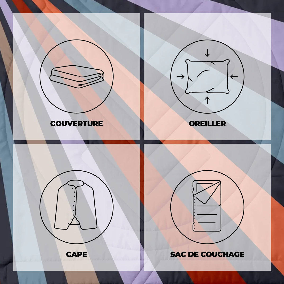 VOITED Recycled Ripstop Outdoor Camping Blanket - Beams