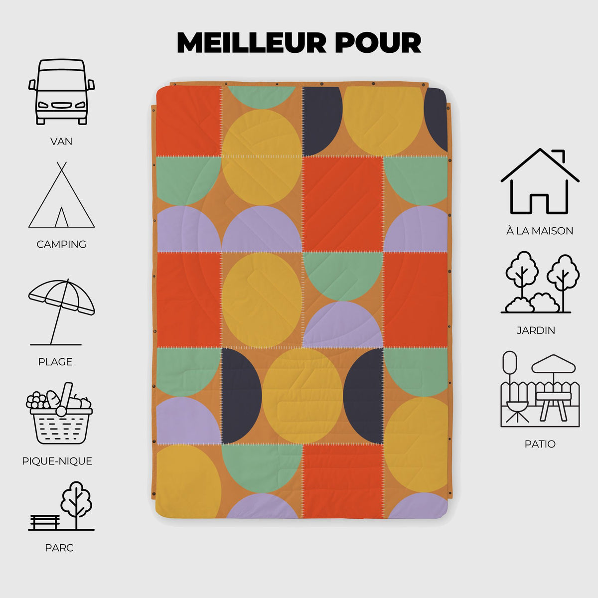 VOITED Recycled Ripstop Outdoor Camping Blanket - Blushing Peach/Sundial