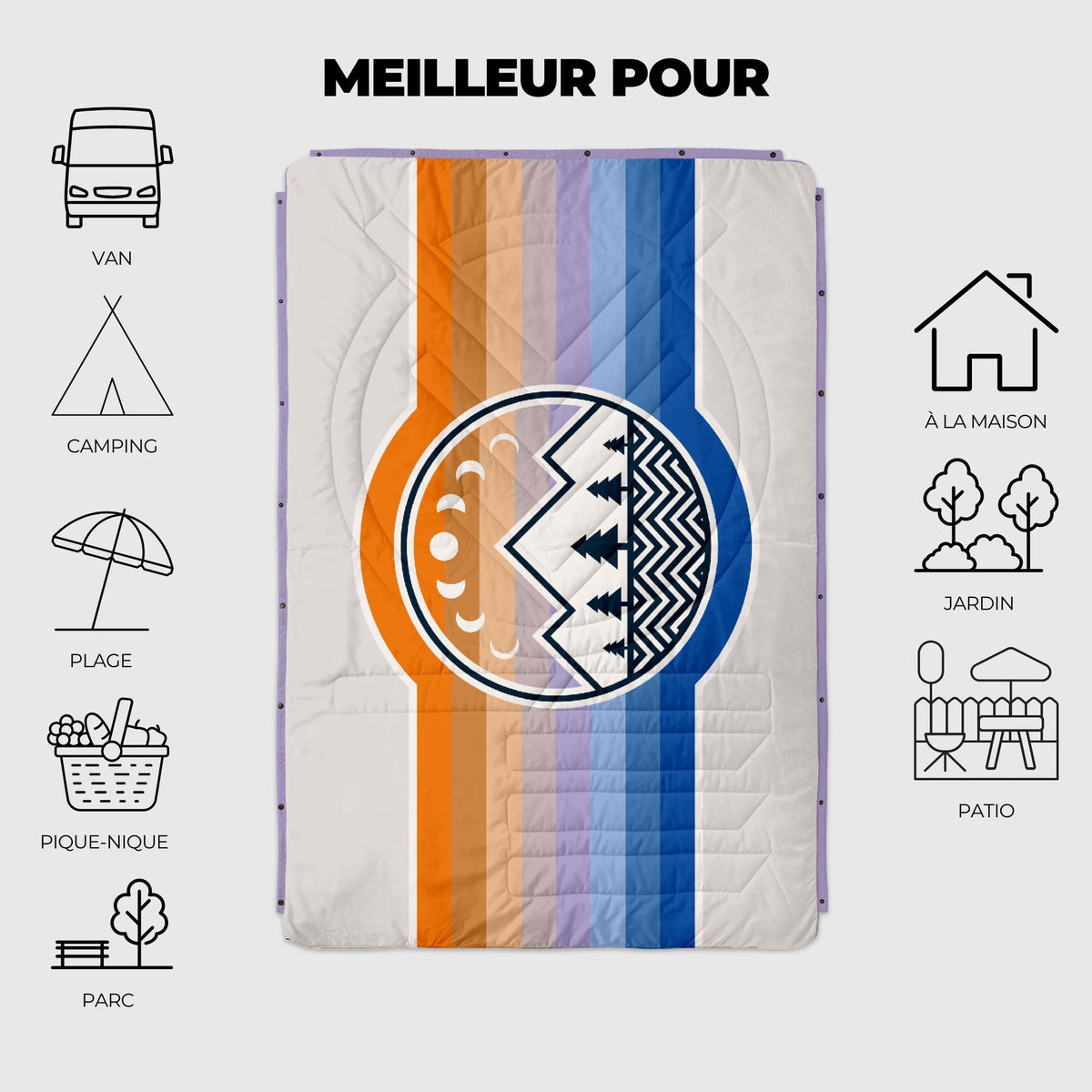 VOITED Recycled Ripstop Outdoor Camping Blanket - Camp Vibes Powder/Lavender