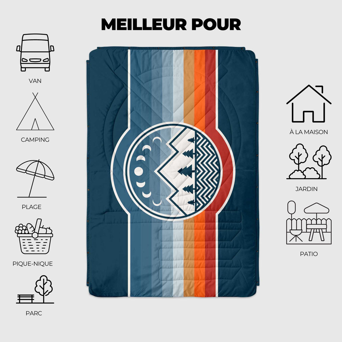 VOITED Recycled Ripstop Outdoor Camping Blanket - Camp Vibes Two