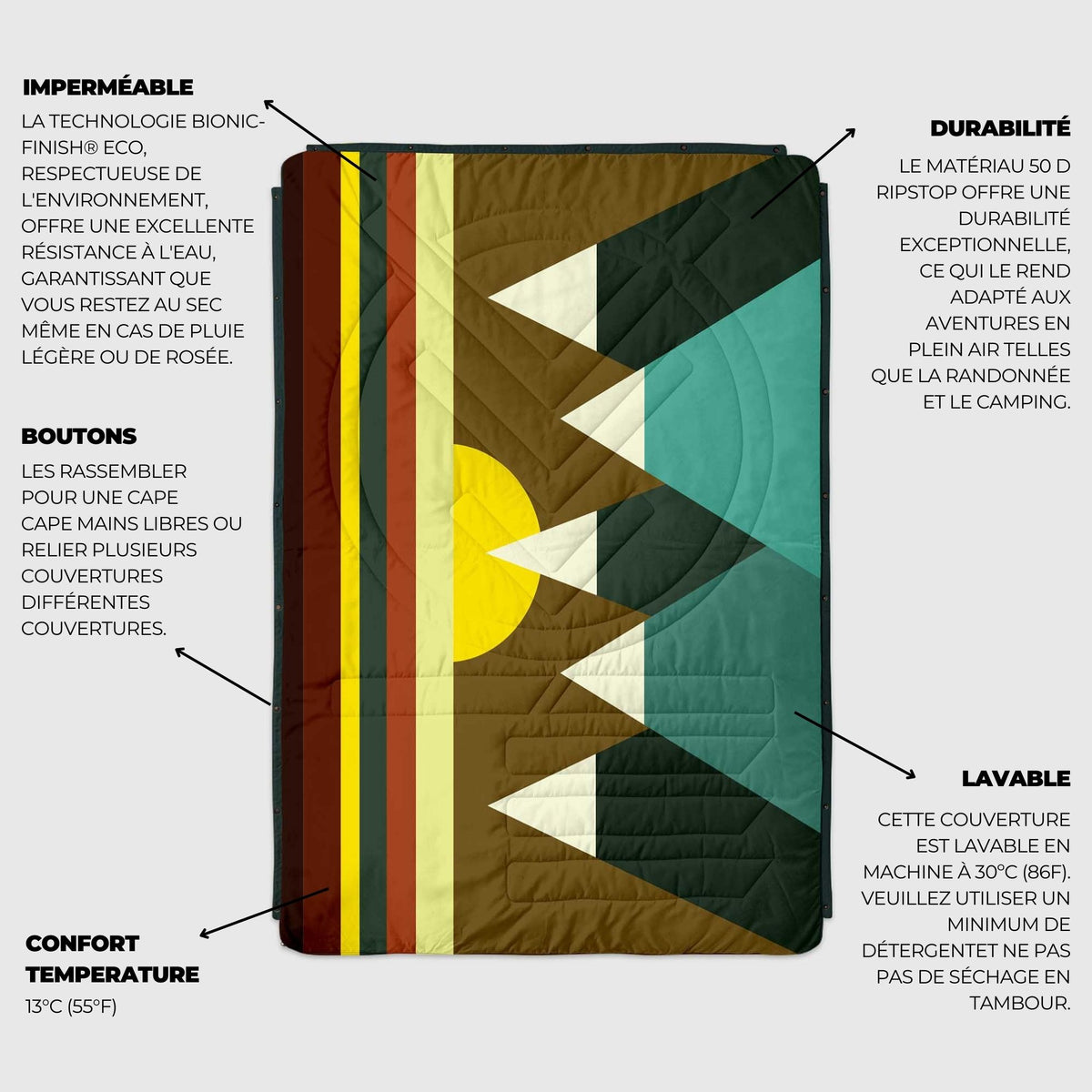 VOITED Recycled Ripstop Outdoor Camping Blanket - Monadnock