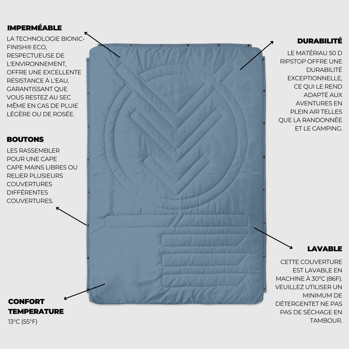 VOITED Recycled Ripstop Outdoor Camping Blanket - Mountain Spring/Sundial
