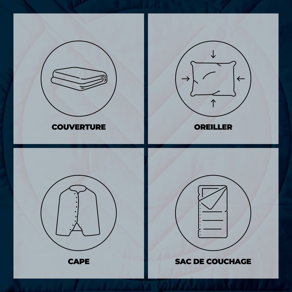 VOITED Recycled Ripstop Outdoor Camping Blanket - Ocean Navy/Cameo Green