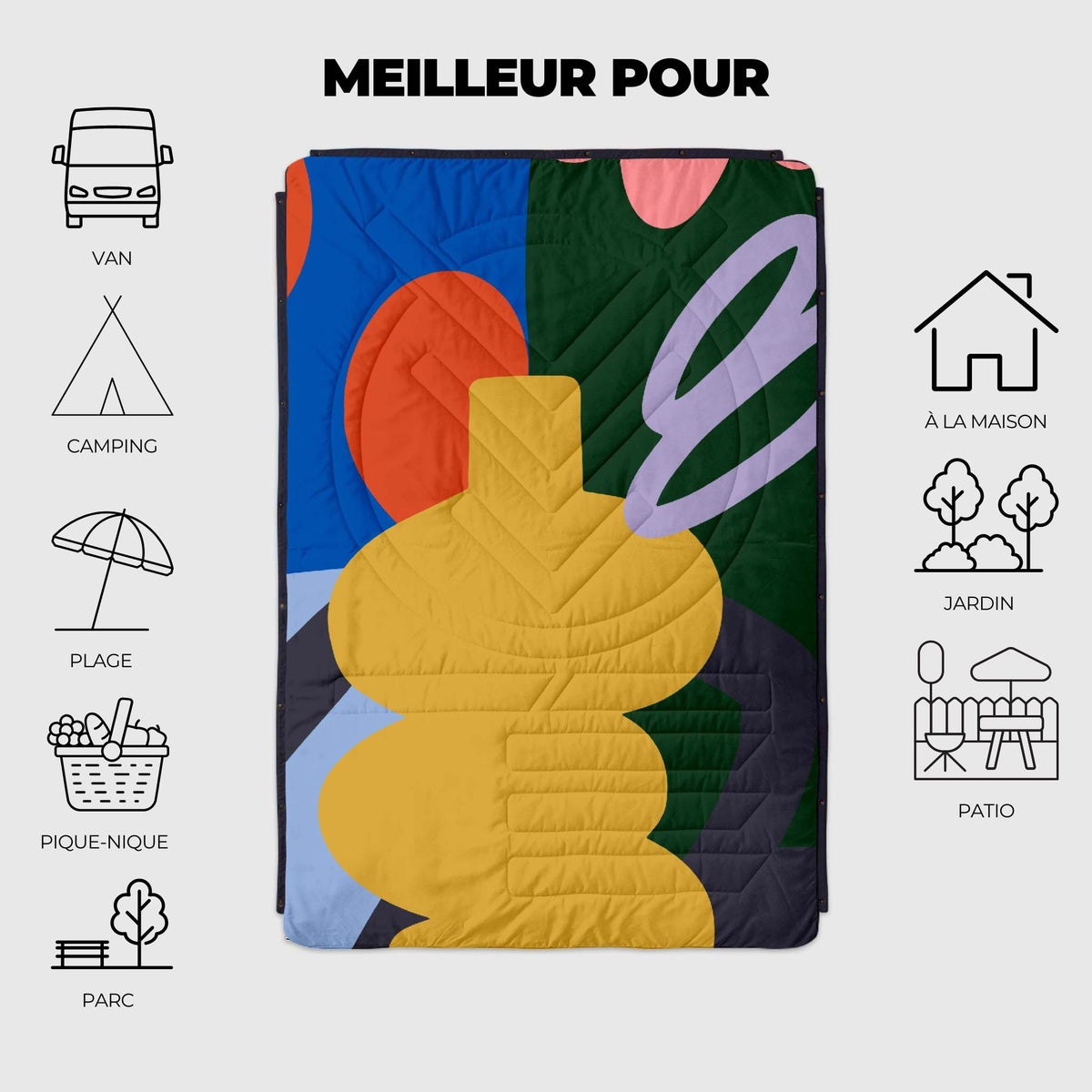 VOITED Recycled Ripstop Outdoor Camping Blanket - Out The Window/Graphite