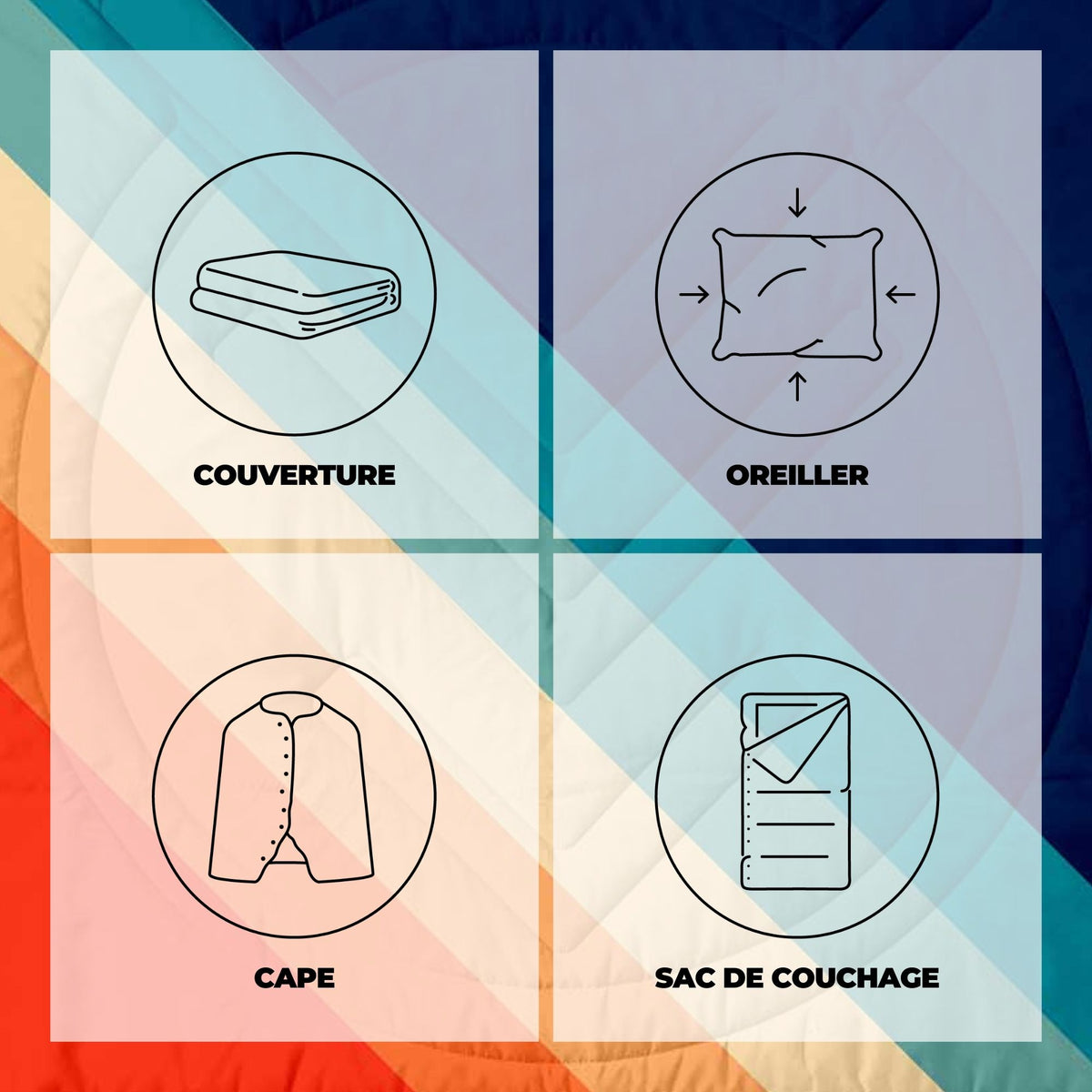 VOITED Recycled Ripstop Outdoor Camping Blanket - Rainbow