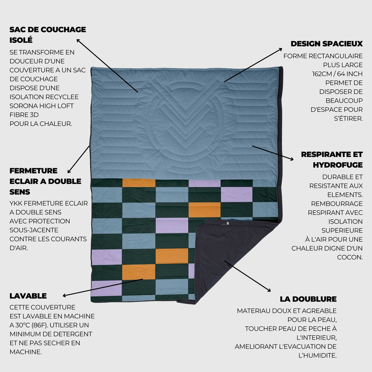 VOITED Slumber Zip Sack Blanket - Cheeckers