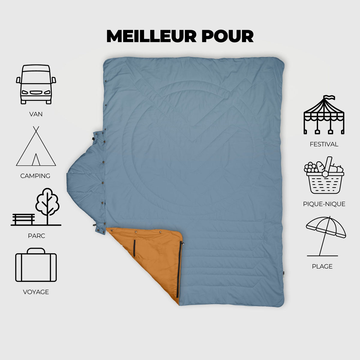 VOITED Recycled Ripstop Travel Blanket - Mountain Spring/Sundial