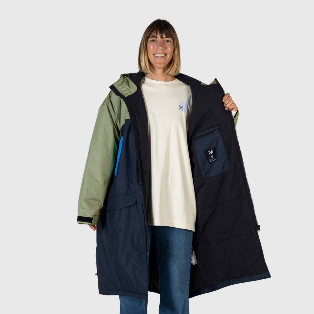 VOITED 3rd Edition Outdoor Change Robe & Drycoat for Surfing, Camping, Vanlife & Wild Swimming  - Ocean Navy/Olive