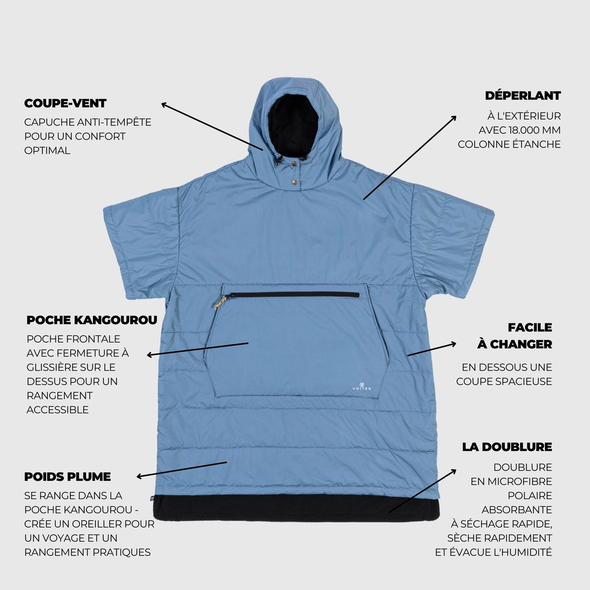 VOITED 3rd Edition Outdoor Poncho for Surfing, Camping, Vanlife & Wild Swimming - Mountain Spring