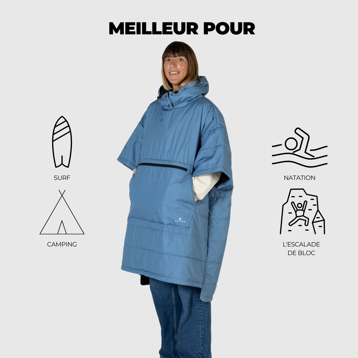 VOITED 3rd Edition Outdoor Poncho for Surfing, Camping, Vanlife & Wild Swimming - Mountain Spring