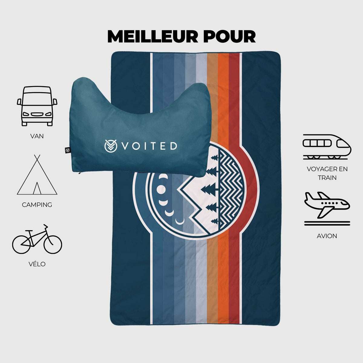 VOITED NeckPack Travel Blanket - Camp Vibes Two