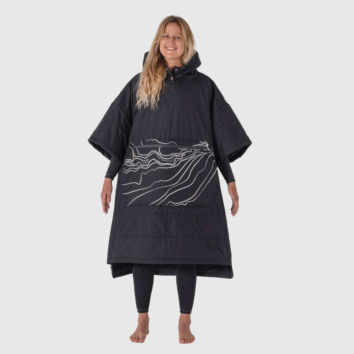 VOITED Outdoor Poncho for Surfing, Camping, Vanlife, Sailing & Wild Swimming - Apex Black