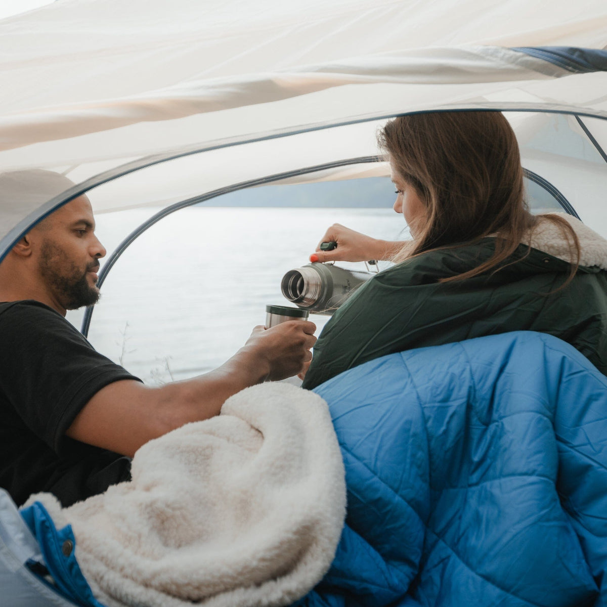 VOITED CloudTouch® Indoor/Outdoor Camping Blanket - Blue Steel Blankets VOITED 
