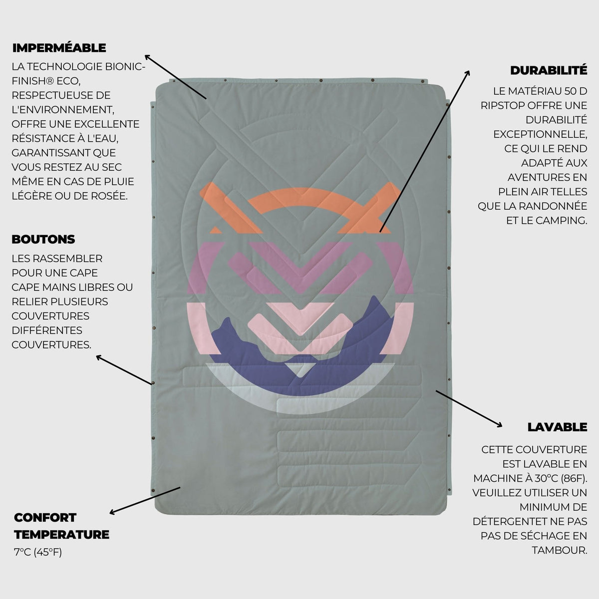 VOITED CloudTouch® Indoor/Outdoor Camping Blanket - Echo Bloom