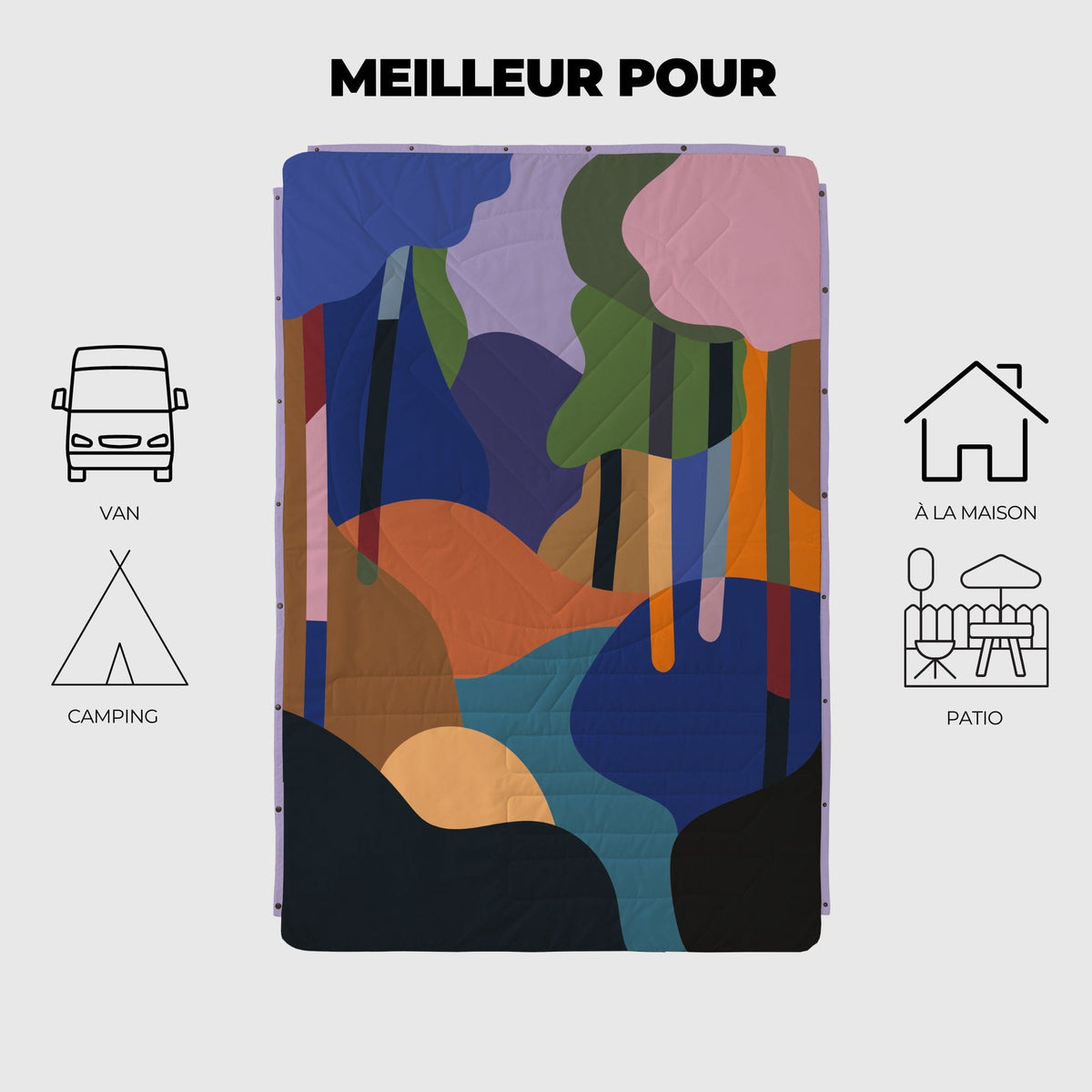 VOITED CloudTouch® Indoor/Outdoor Camping Blanket - Bubbly Forest