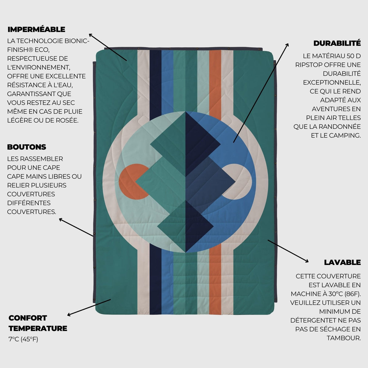 VOITED CloudTouch® Indoor/Outdoor Camping Blanket - Luna Creek