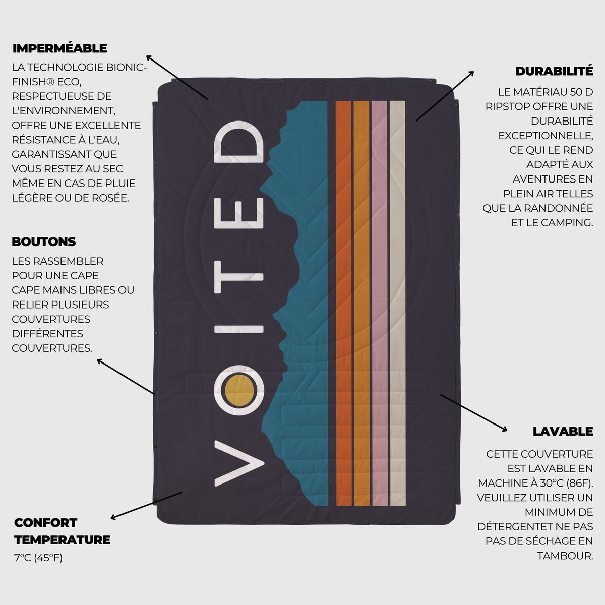 VOITED CloudTouch® Indoor/Outdoor Camping Blanket - Peaks