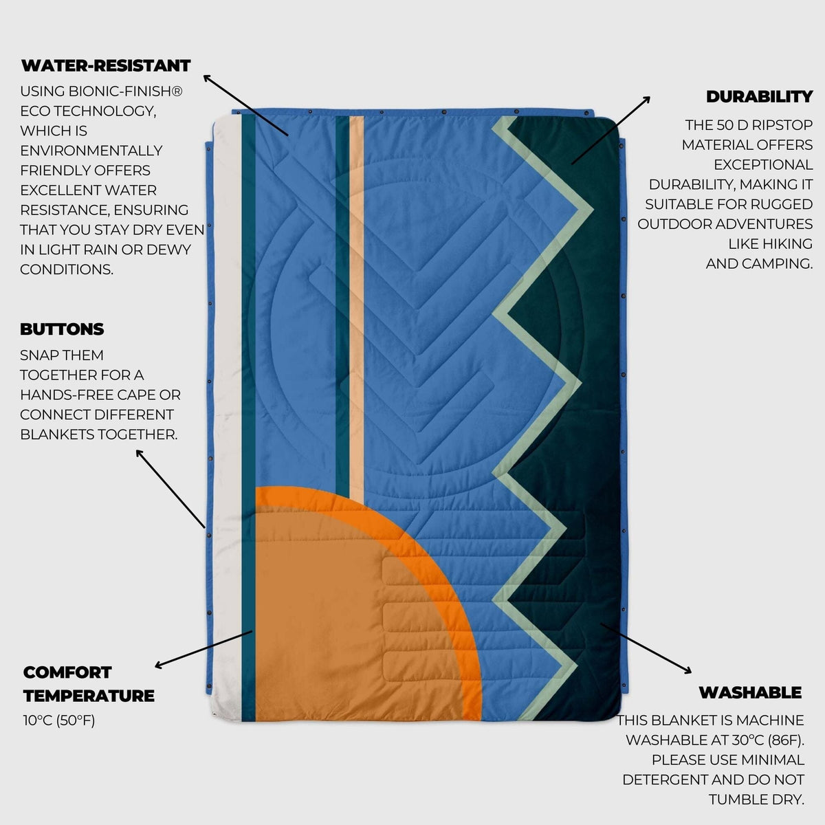 VOITED Fleece Outdoor Camping Blanket - Blue Hour Blankets VOITED 