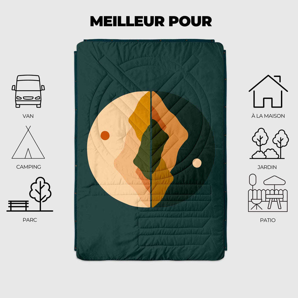 VOITED Fleece Outdoor Camping Blanket - Day & Night