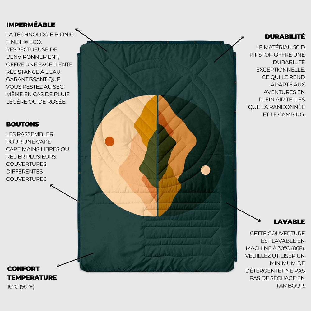 VOITED Fleece Outdoor Camping Blanket - Day & Night