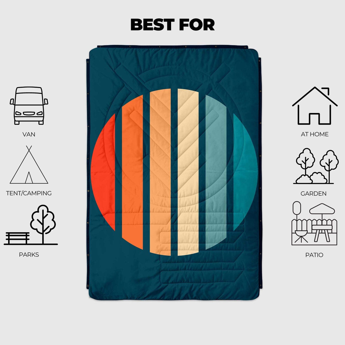 VOITED Fleece Outdoor Camping Blanket - Sunset Stripes Blankets VOITED 