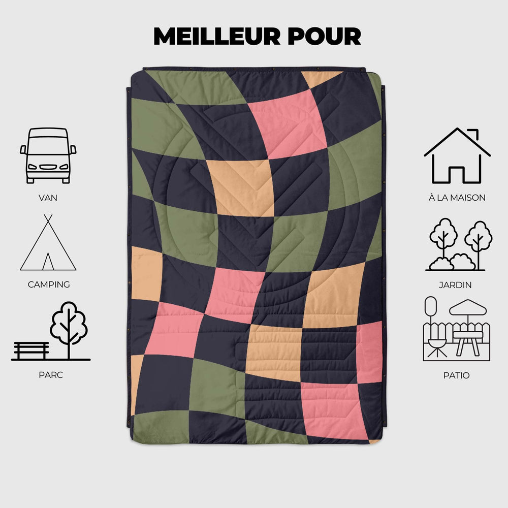 VOITED Fleece Outdoor Camping Blanket - Wavecheck