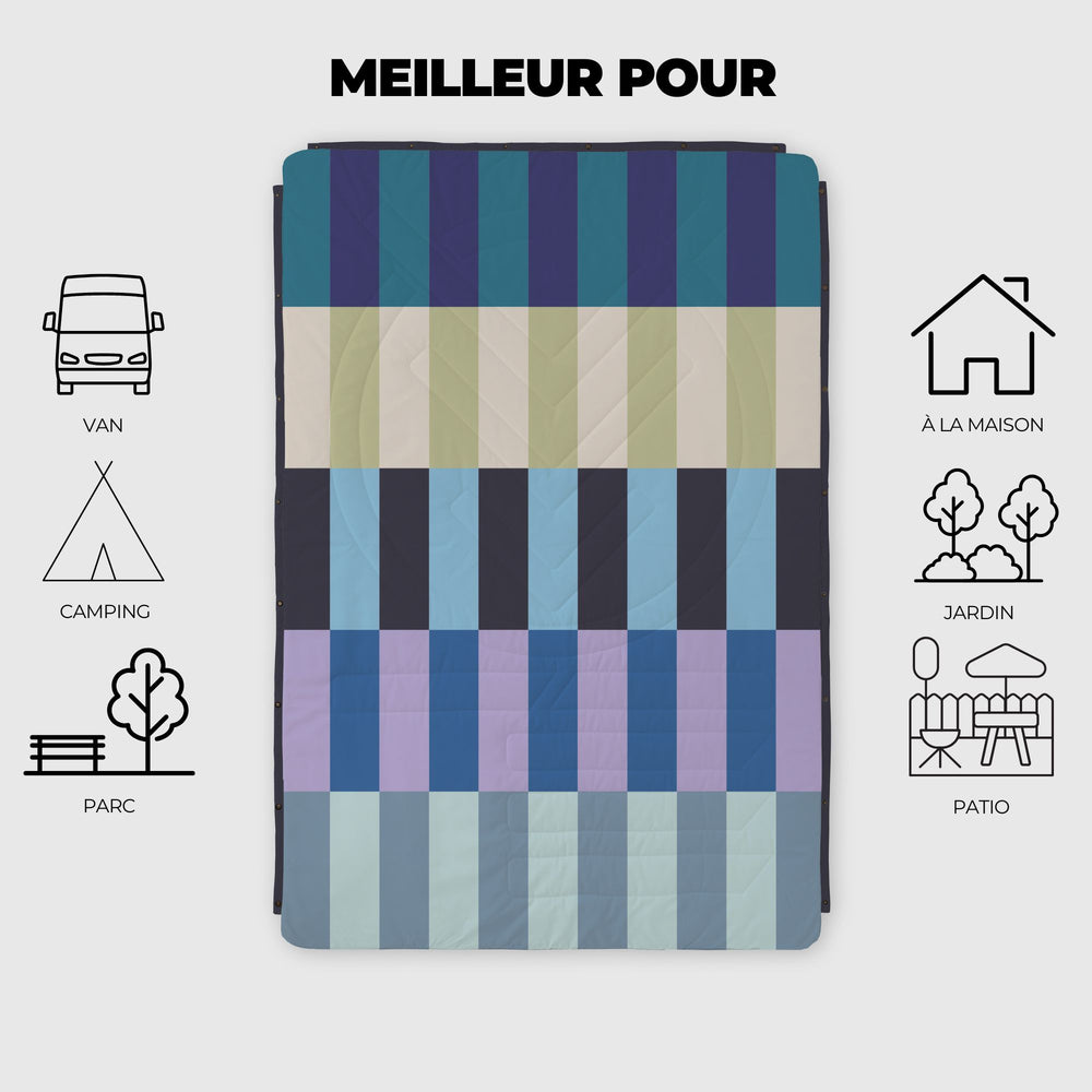 VOITED Fleece Outdoor Camping Blanket - Azure