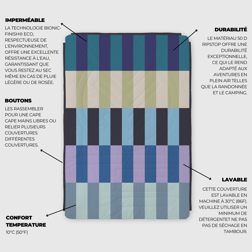 VOITED Fleece Outdoor Camping Blanket - Azure