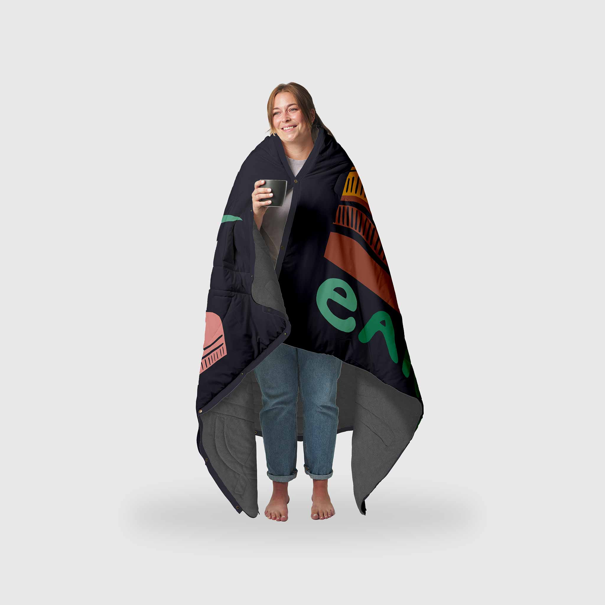 VOITED Fleece Outdoor Camping Blanket Earth