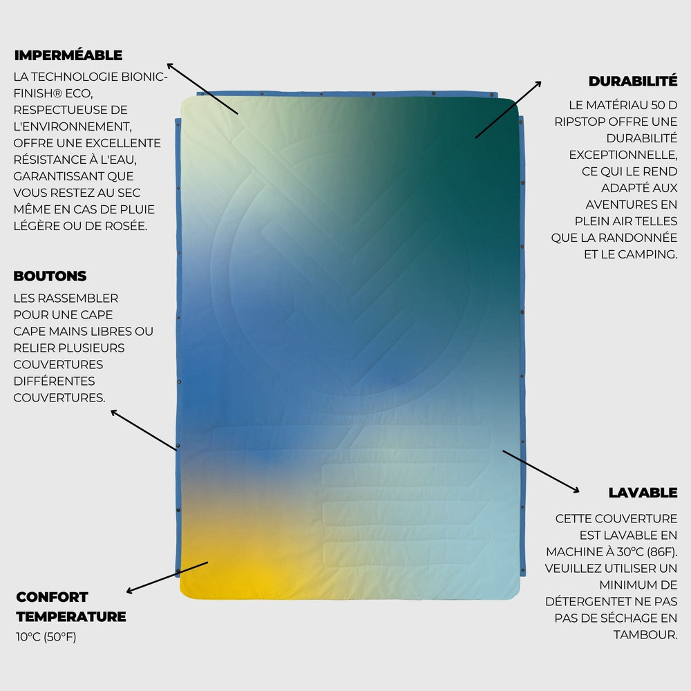 VOITED Fleece Outdoor Camping Blanket - Sea Mist