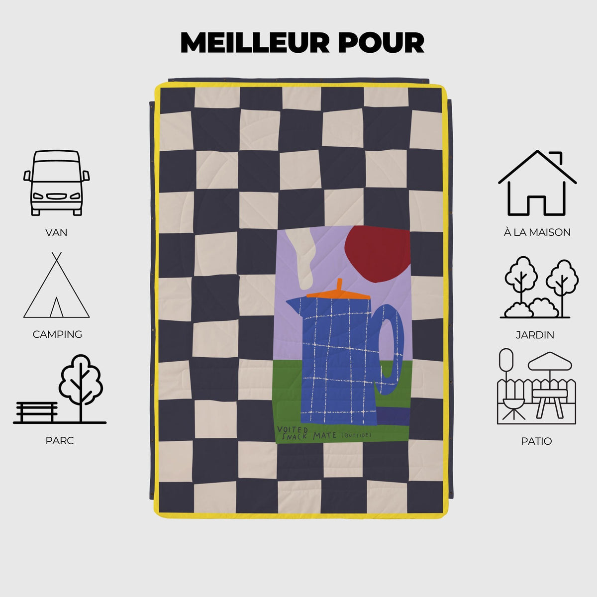 VOITED Fleece Outdoor Camping Blanket - Snack Mate