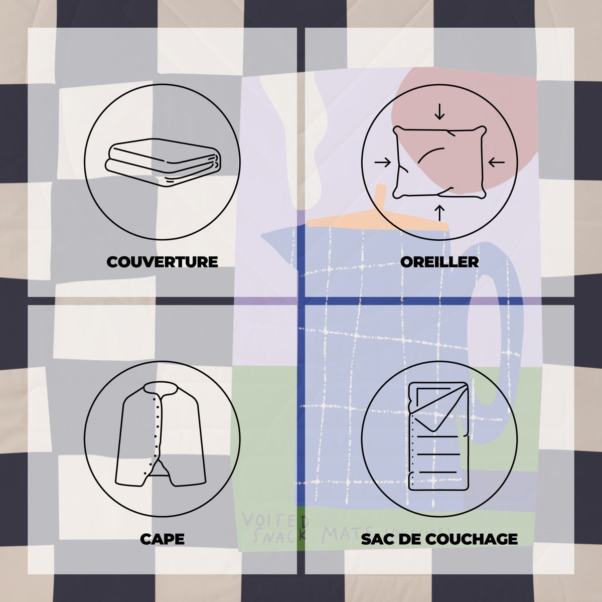 VOITED Fleece Outdoor Camping Blanket - Snack Mate