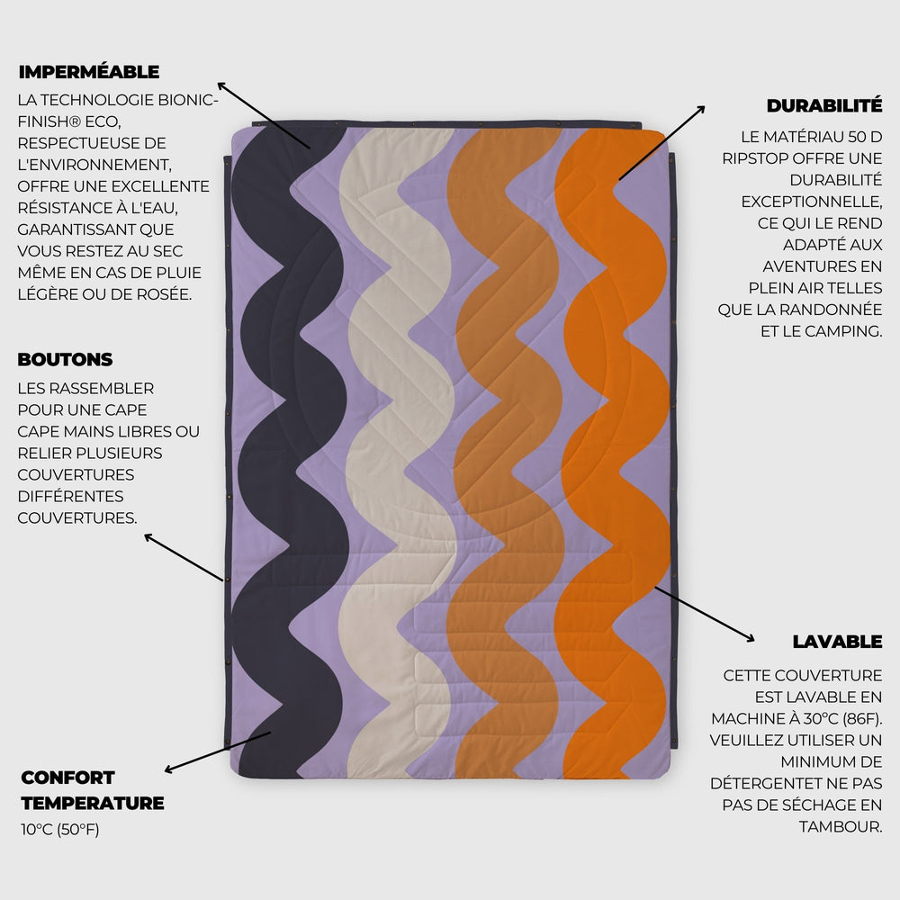 VOITED Mini Traveler Cream Indoor / Outdoor Camping Blanket -Tide