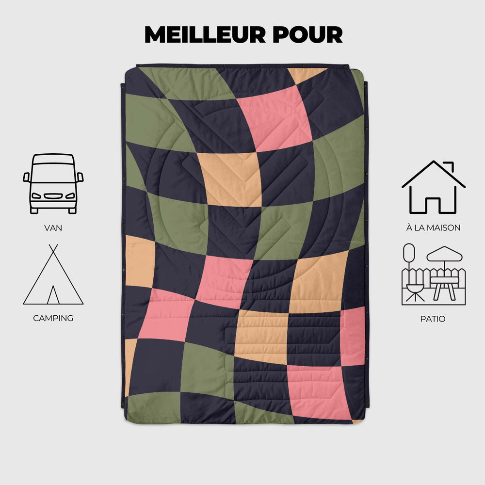 VOITED Mini Traveler Cream Indoor / Outdoor Camping Blanket -Wavecheck