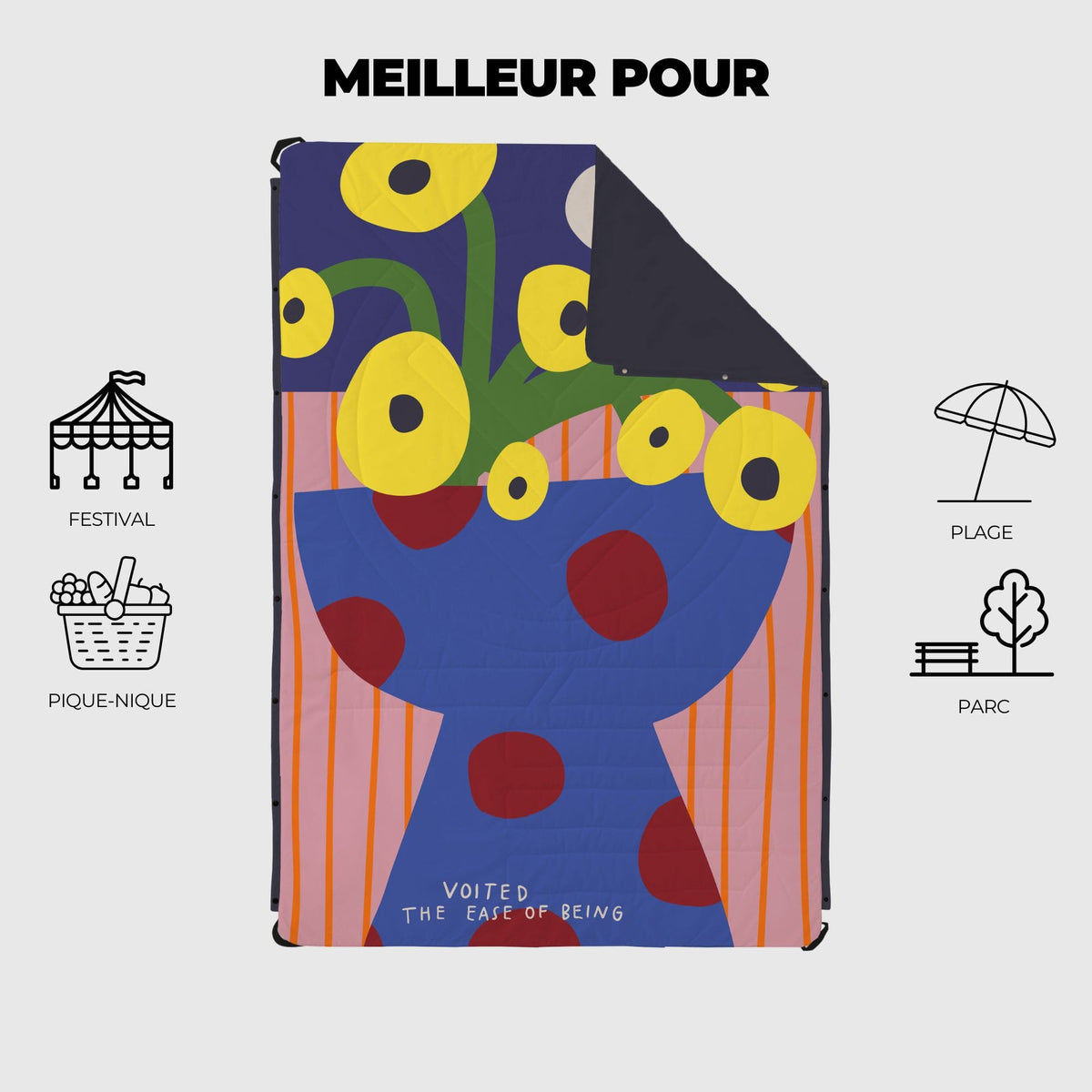 VOITED Compact Picnic & Beach Blanket  - Bucket Full Of Sunshine