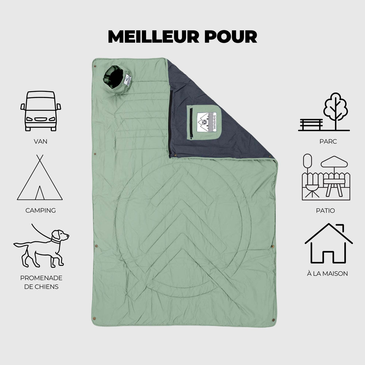 VOITED Quilted Premium Recycled Pet Blanket - Cameo Green