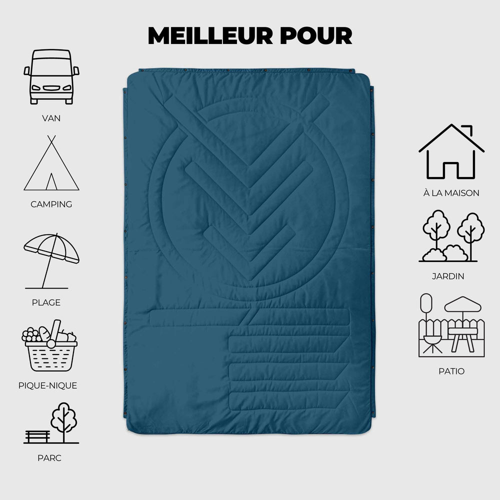 VOITED Recycled Ripstop Outdoor Camping Blanket - Blue Steel / Graphite