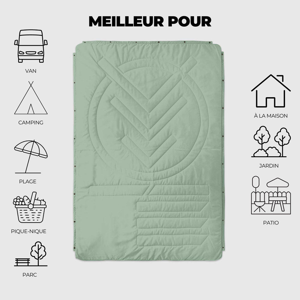 VOITED Recycled Ripstop Outdoor Camping Blanket - Cameo Green/Digital Lavender