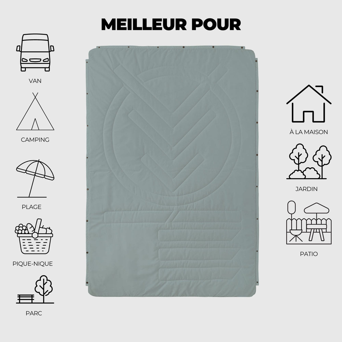 VOITED Recycled Ripstop Outdoor Camping Blanket - Eucalyptus