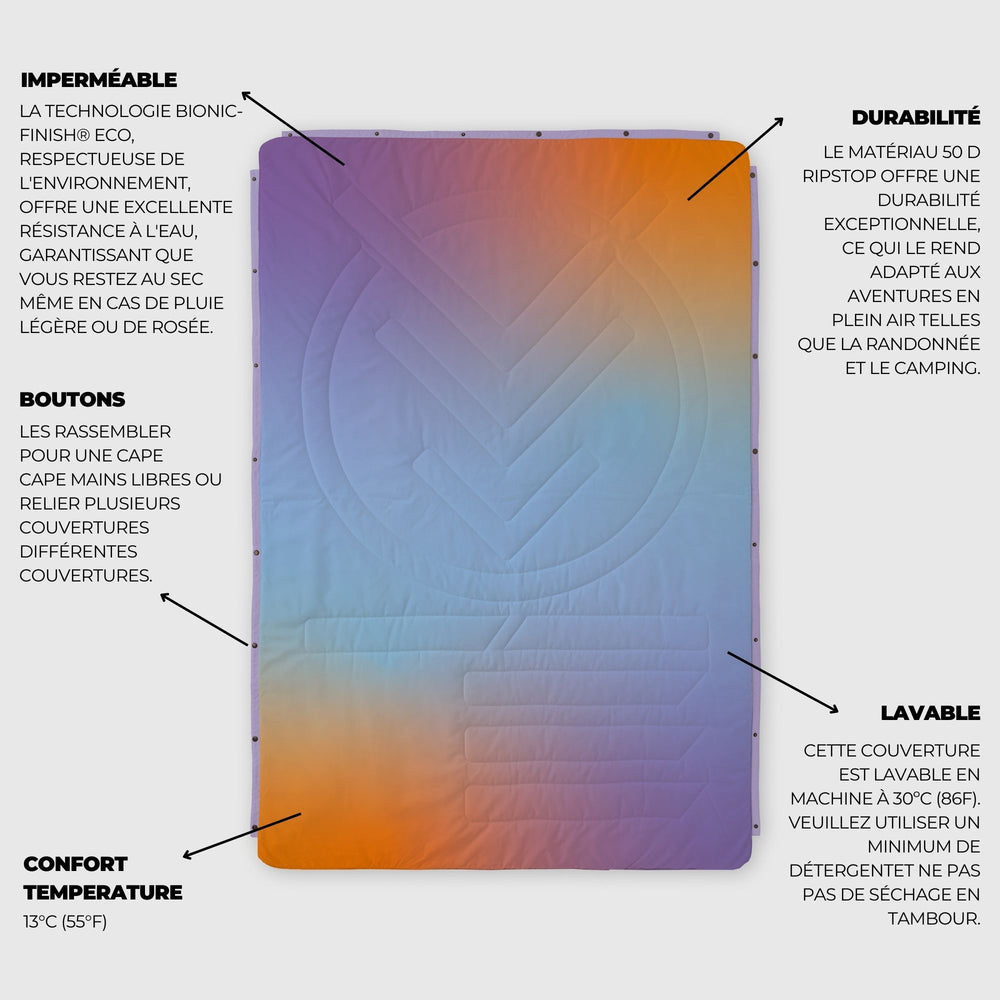 VOITED Recycled Ripstop Outdoor Camping Blanket - Fuzzy Sunset