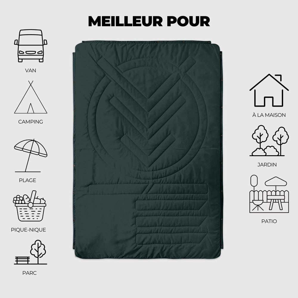 VOITED Recycled Ripstop Outdoor Camping Blanket - Green Gabels / Dusty Sand