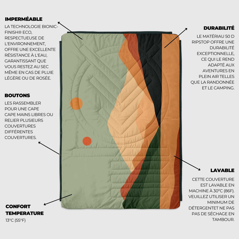 VOITED Recycled Ripstop Outdoor Camping Blanket - Jasper / Tree Green