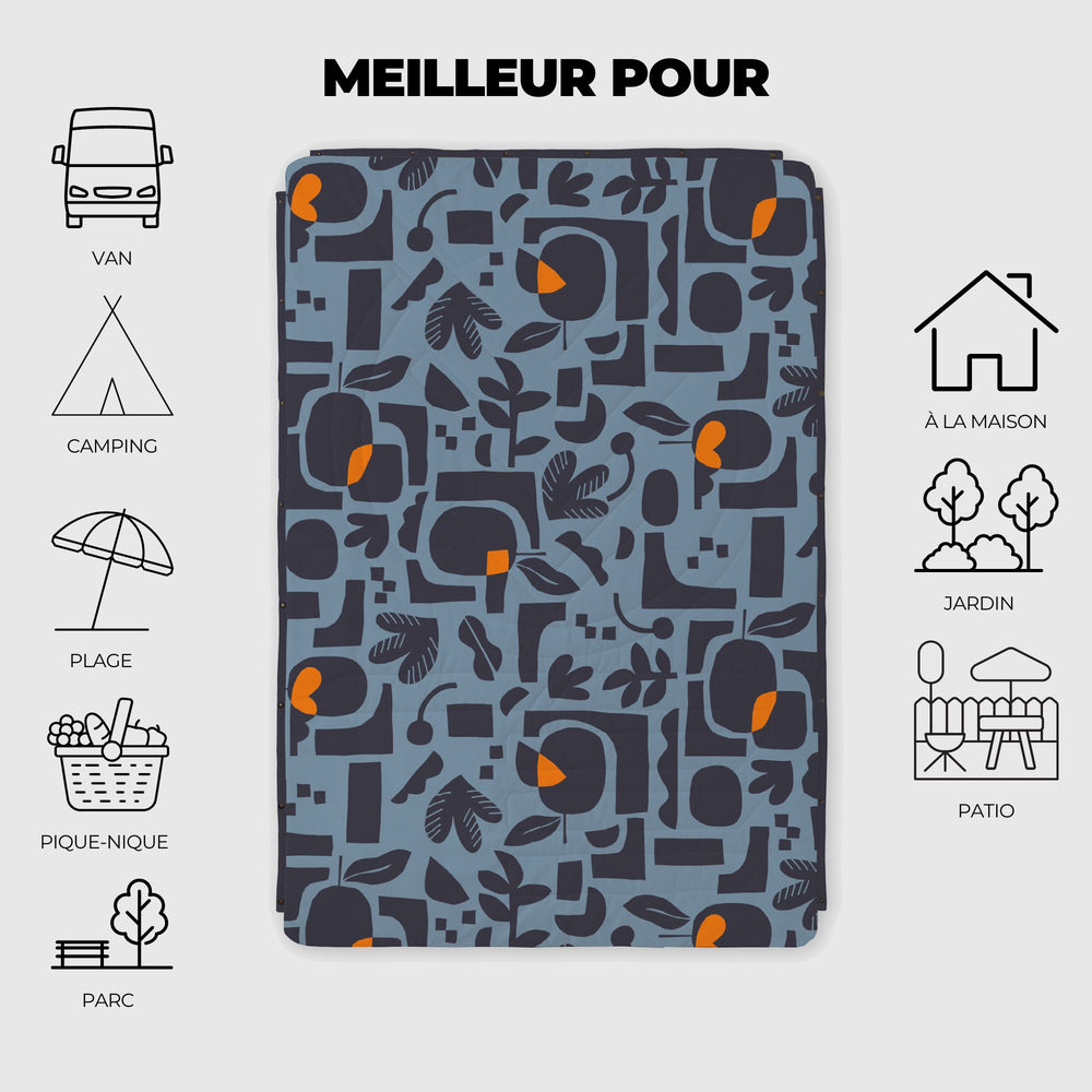 VOITED Recycled Ripstop Outdoor Camping Blanket -  Lush Garden/Graphite
