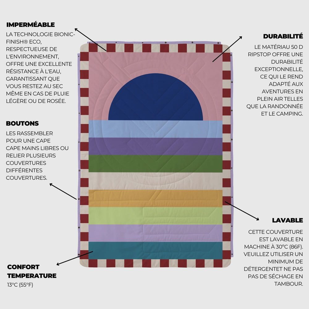 VOITED Recycled Ripstop Outdoor Camping Blanket - Moon River